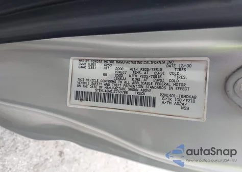 2001 Toyota Tacoma из США, поврежденный, VIN 5TENL42N01Z760766